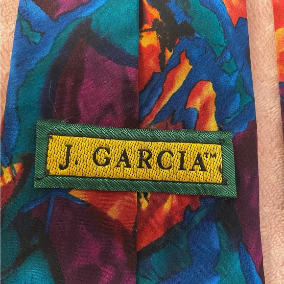 J. Garcia Vibrant Abstract Tie in Teal and Orange - Picture 6 of 8
